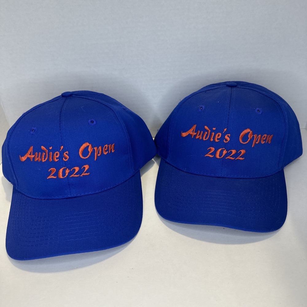 Lot of 2 Blue Hat Audie's Open 2022 Orange Nissin Snapback Baseball Cap